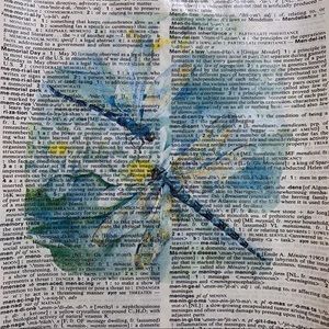 Dragonfly Artwork on Vintage Dictionary Page